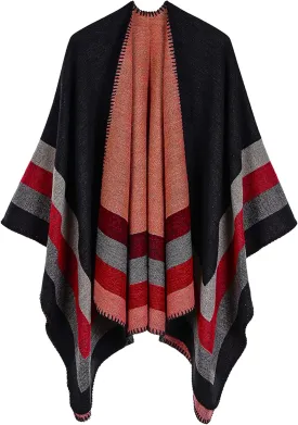Lacavocor Women's Warm Shawl Wrap Cape Winter Cardigan Sweaters Open Front Poncho