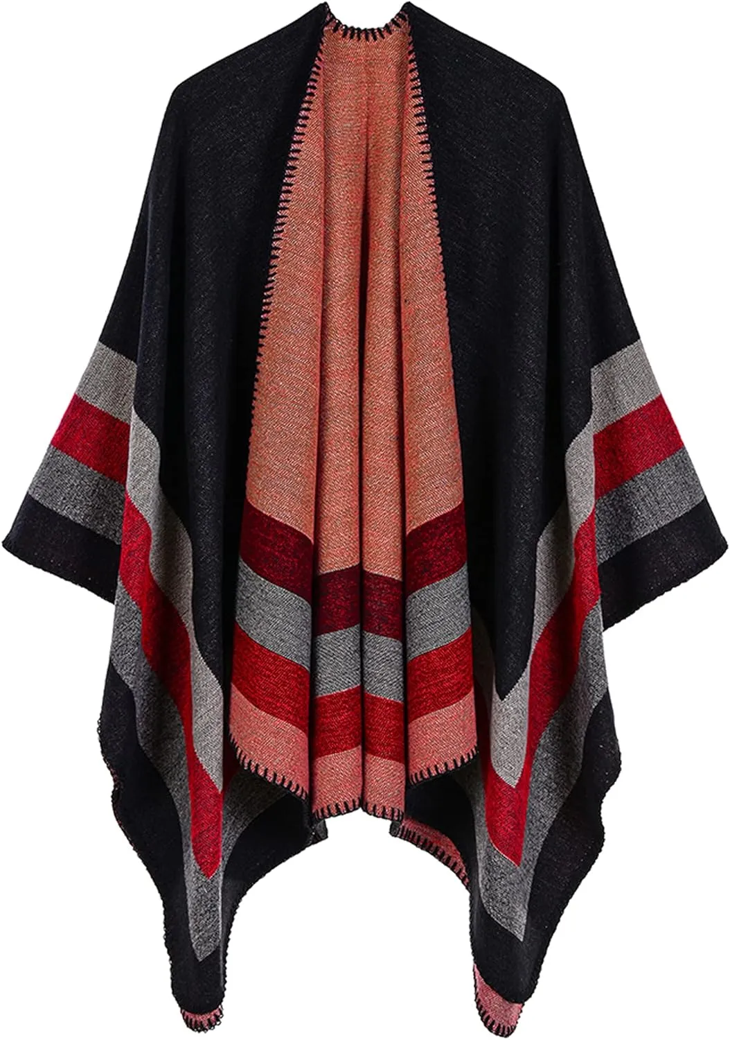 Lacavocor Women's Warm Shawl Wrap Cape Winter Cardigan Sweaters Open Front Poncho