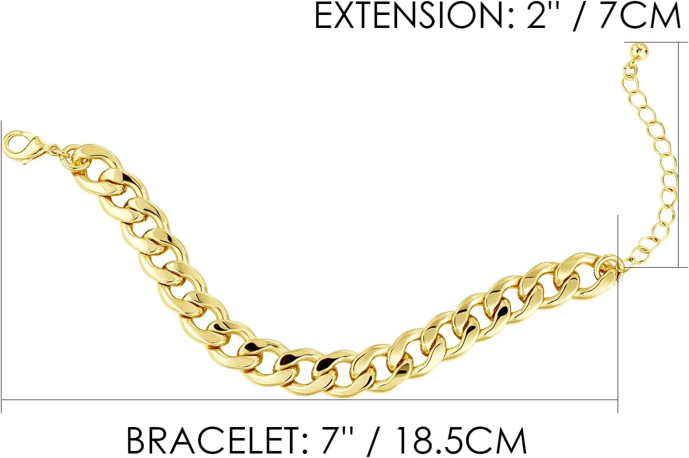 LANE WOODS Chunky Gold Bracelet for Women 14k Gold Plated Chain Link Bracelet for Men Classic Jewelry