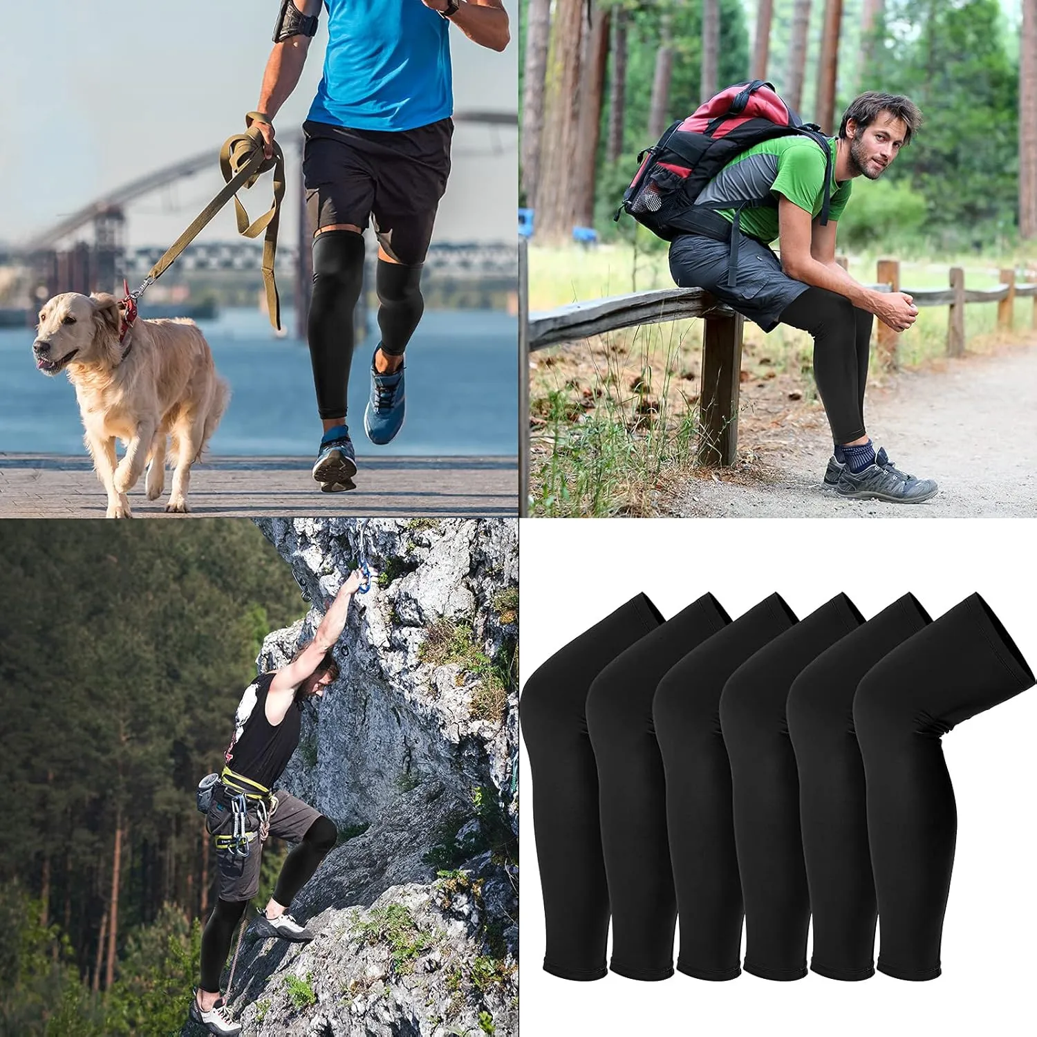 Leg Sleeves Compression Long Knee Sleeve UV Protect for Men Women Sport Basketball Football
