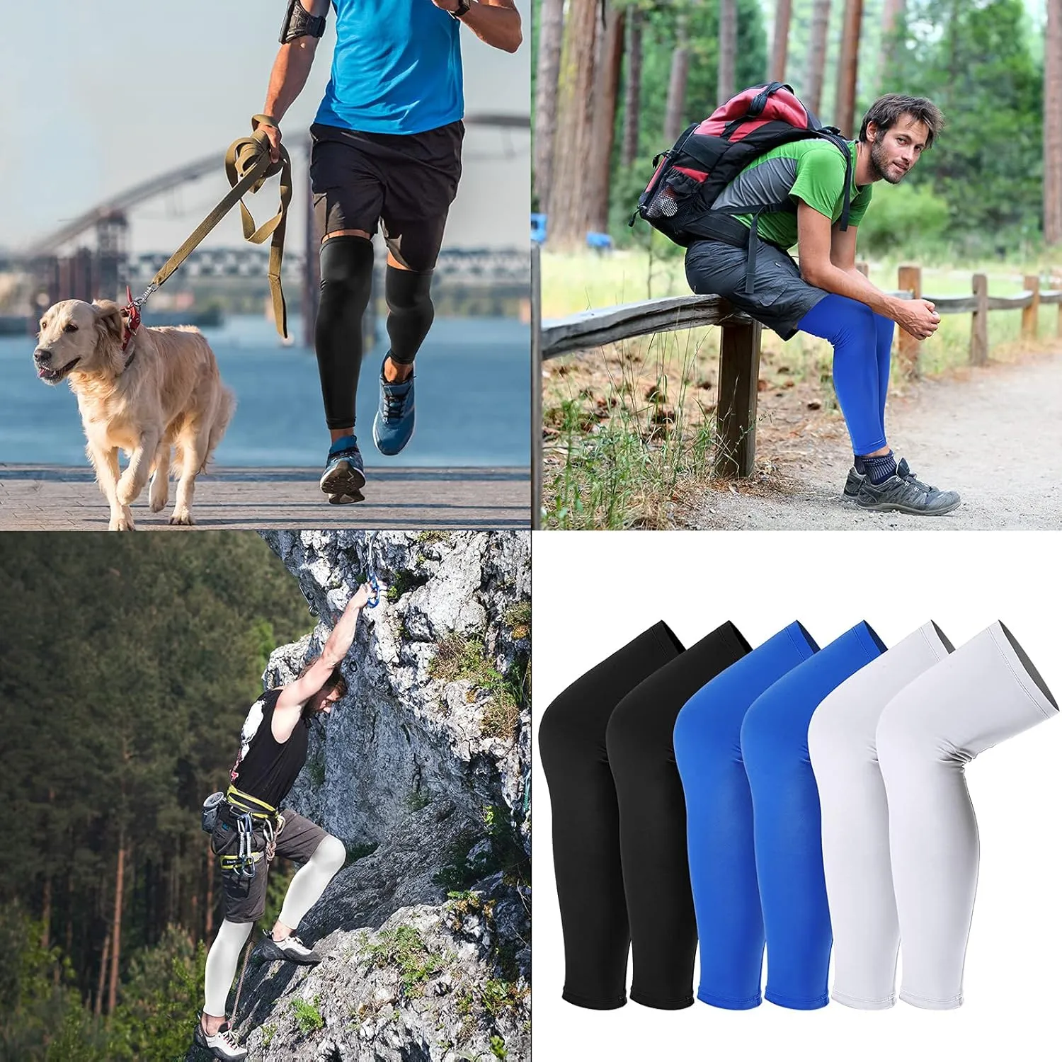 Leg Sleeves Compression Long Knee Sleeve UV Protect for Men Women Sport Basketball Football
