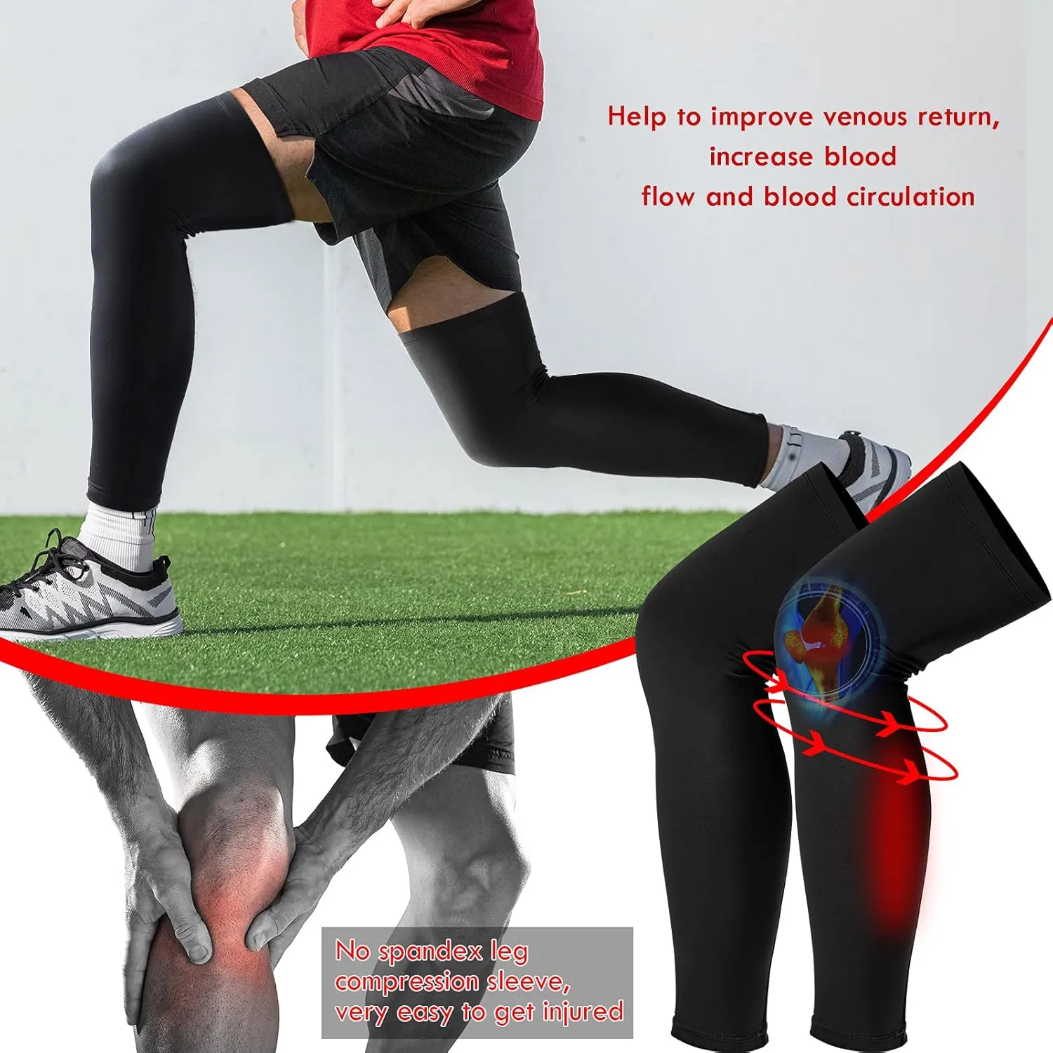 Leg Sleeves Compression Long Knee Sleeve UV Protect for Men Women Sport Basketball Football