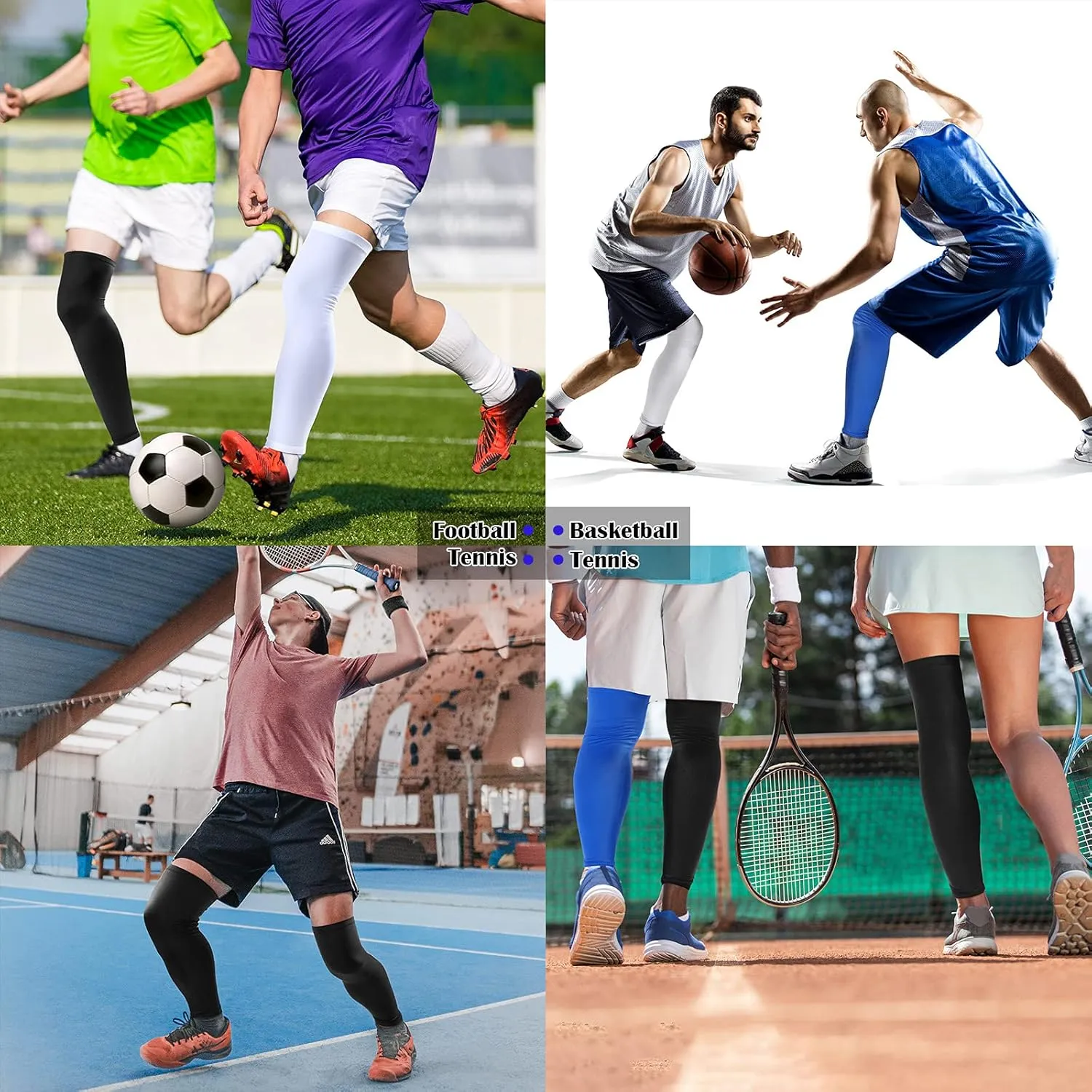 Leg Sleeves Compression Long Knee Sleeve UV Protect for Men Women Sport Basketball Football