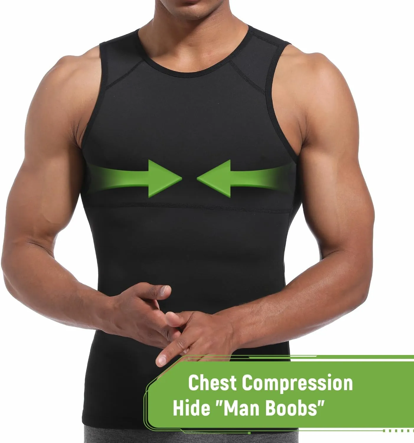 Lgtfy 4D Mens Compression Shirt, Slimming Body Shaper Vest, Gynecomastia Undershirt, Tummy Control Back Support Tank Top