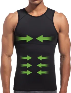 Lgtfy 4D Mens Compression Shirt, Slimming Body Shaper Vest, Gynecomastia Undershirt, Tummy Control Back Support Tank Top