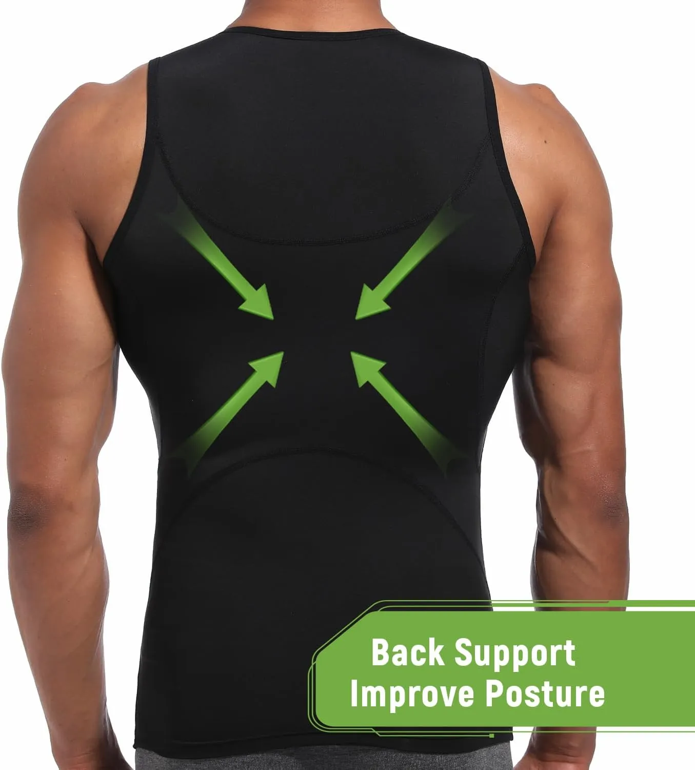 Lgtfy 4D Mens Compression Shirt, Slimming Body Shaper Vest, Gynecomastia Undershirt, Tummy Control Back Support Tank Top