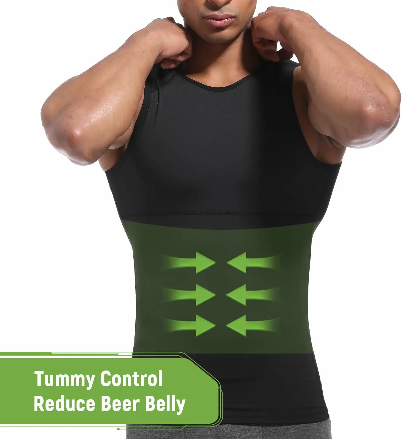 Lgtfy 4D Mens Compression Shirt, Slimming Body Shaper Vest, Gynecomastia Undershirt, Tummy Control Back Support Tank Top