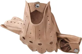 LIBO Genuine Leather Driving Gloves for Men Women, Unlined Full Finger Motorcycle Gloves, Button Closure (Non Touchscreen)