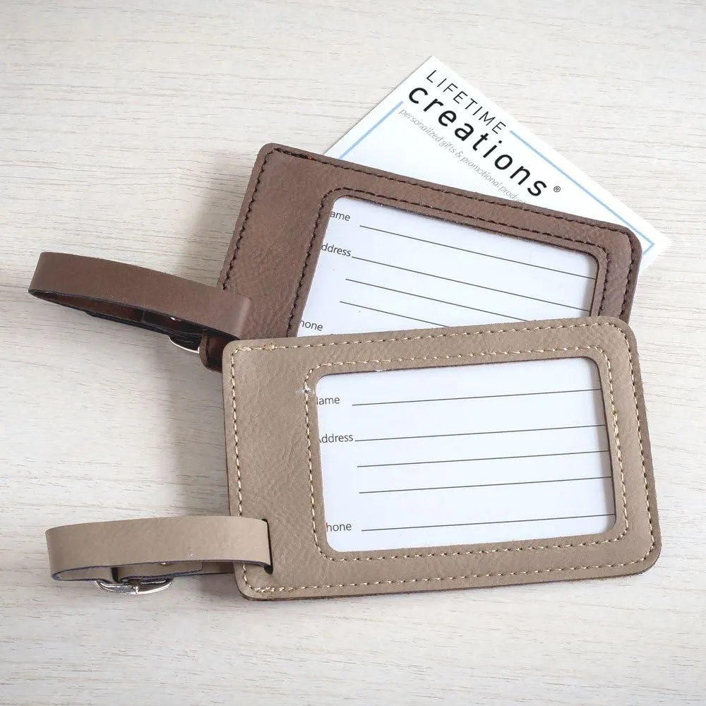 Lifetime Creations Pair (2) Personalized Traveling Together Initials Luggage Tags Pair (Black & Gray) - Custom Anniversary Vegan Leather Luggage Tag Traveling Gift with Initials