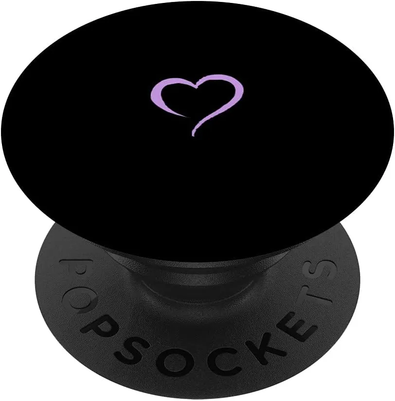 Light Pastel Purple Black Minimalist Hand Drawn Heart PopSockets Swappable PopGrip