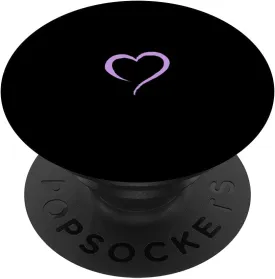 Light Pastel Purple Black Minimalist Hand Drawn Heart PopSockets Swappable PopGrip