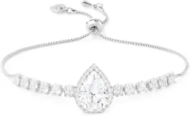Linawe Crystal Imitation Diamond Rhinestone Charm Bracelets for Women, Gold/Silver/Rose Gold Adjustable Chain Bracelet, Teardrop Birthstone Cubic Zirconia Prom Costume Wedding Jewelry