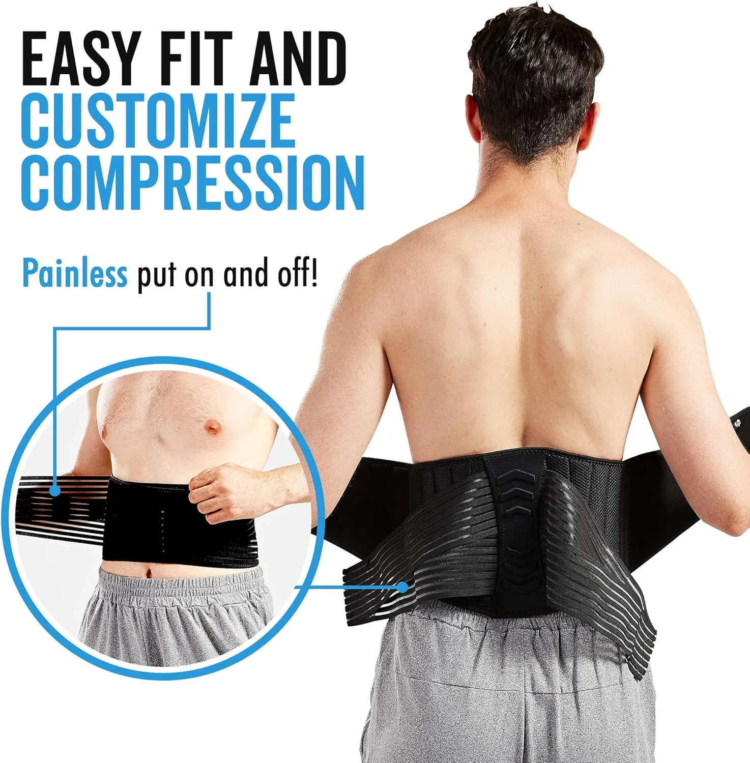 Lumbar Support Back Brace for Men and Women (Plus Size 50" - 70")