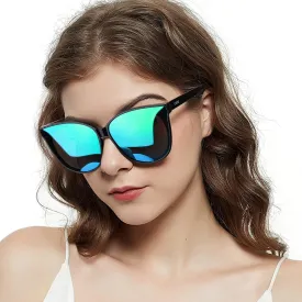 LVIOE Cat Eyes Sunglasses for Women, Polarized Oversized Fashion Vintage Eyewear for Driving Fishing - 99.99% UV Protection