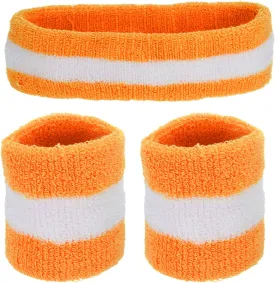 MECCANIXITY Sweat Band Set Sports Terry Cloth Headband Wristband Moisture Wicking Sweat Absorbing Head Band for Women Men Workout Exercise Basketball