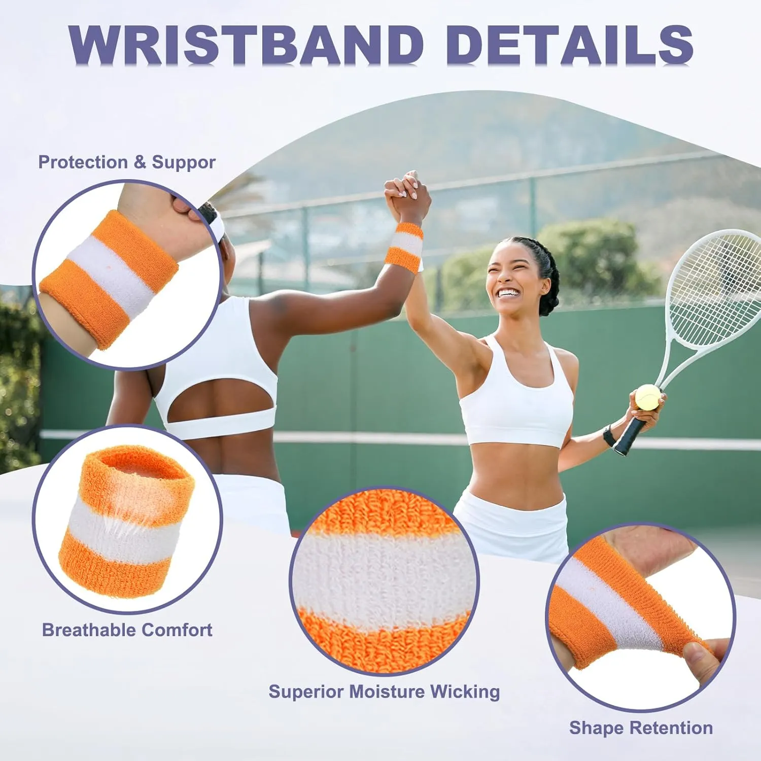 MECCANIXITY Sweat Band Set Sports Terry Cloth Headband Wristband Moisture Wicking Sweat Absorbing Head Band for Women Men Workout Exercise Basketball
