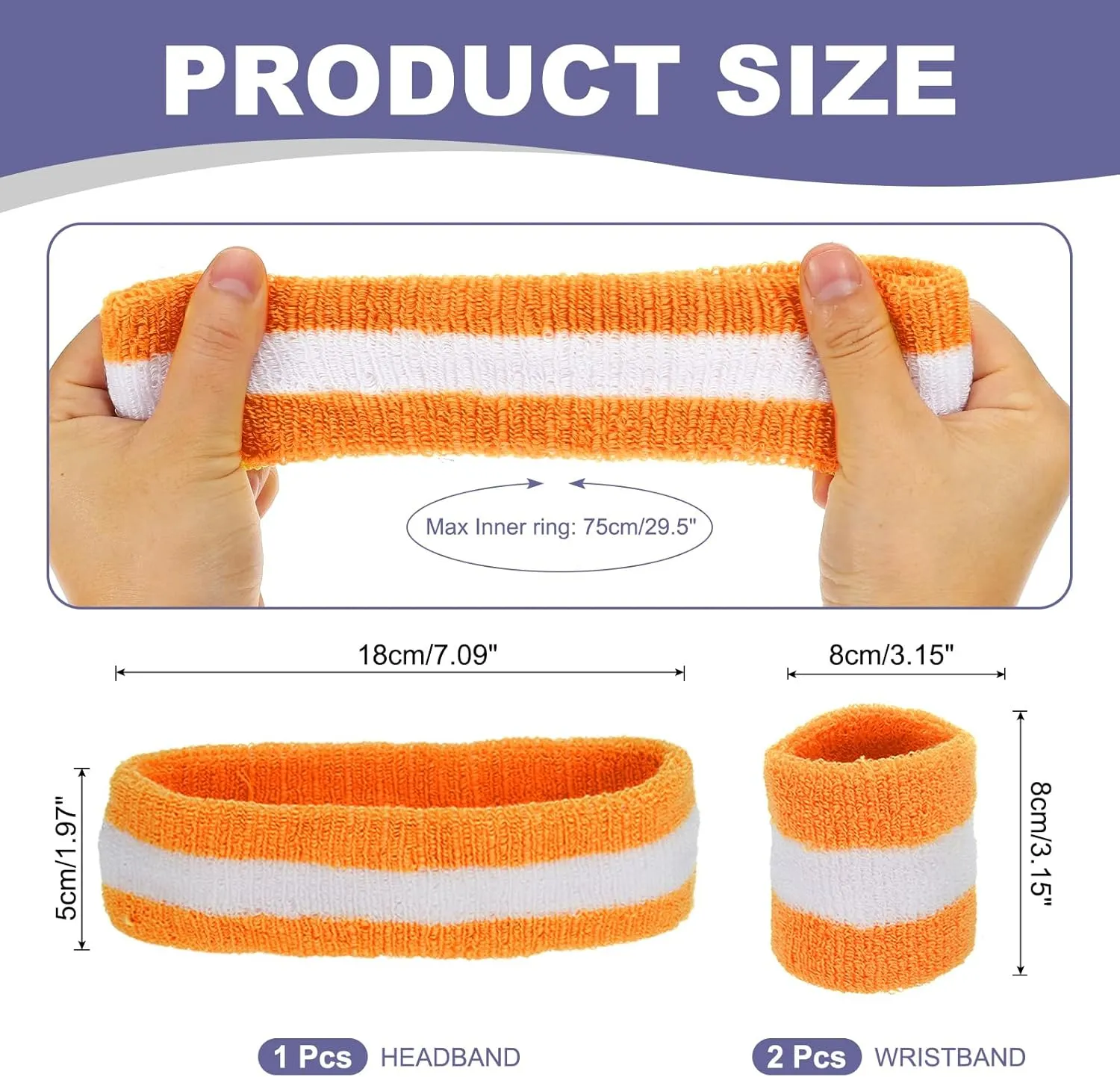 MECCANIXITY Sweat Band Set Sports Terry Cloth Headband Wristband Moisture Wicking Sweat Absorbing Head Band for Women Men Workout Exercise Basketball