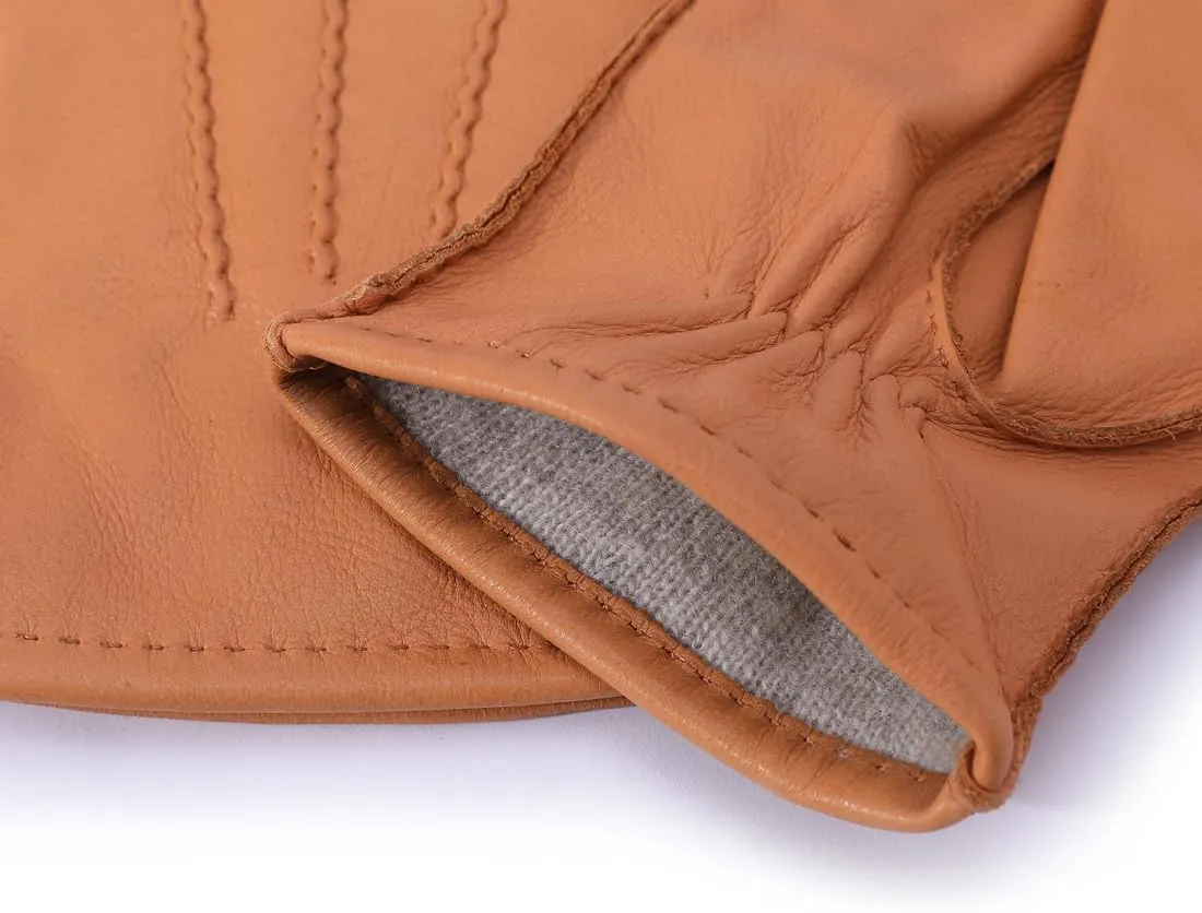 Meetoget Deerskin Leather Gloves For Men With Cashmere Lined Winter Warmth USM04
