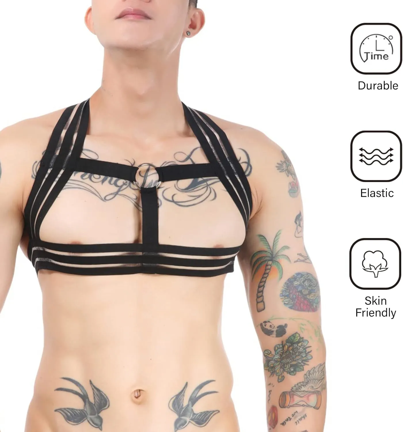 Mens Harness Belt Nylon Elastic Body Shoulder Strap Sexy Halter Club Wear Cosplay Costume