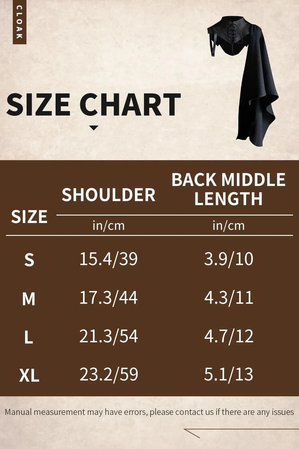 Mens Medieval Shawl Cloak Costume Half Shoulder Cape Renaissance Single Scarf Armor Steampunk Victorian Cosplay Black