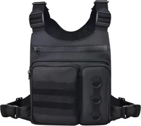 Men's Outdoor Sports Chest Bag, Fitness, Running, Cycling Tactical Vest, EDC Tactical Bag Vest, Reflective Strips On The Back Sports Vest,Waterproof Vest With Water Bottle Pocket