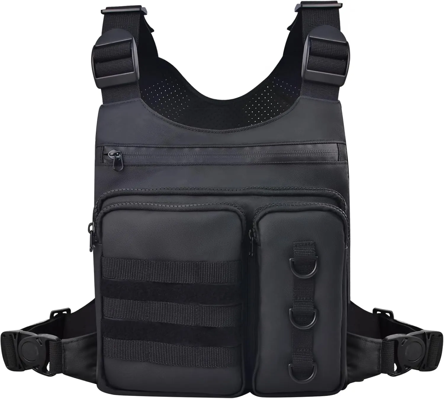 Men's Outdoor Sports Chest Bag, Fitness, Running, Cycling Tactical Vest, EDC Tactical Bag Vest, Reflective Strips On The Back Sports Vest,Waterproof Vest With Water Bottle Pocket