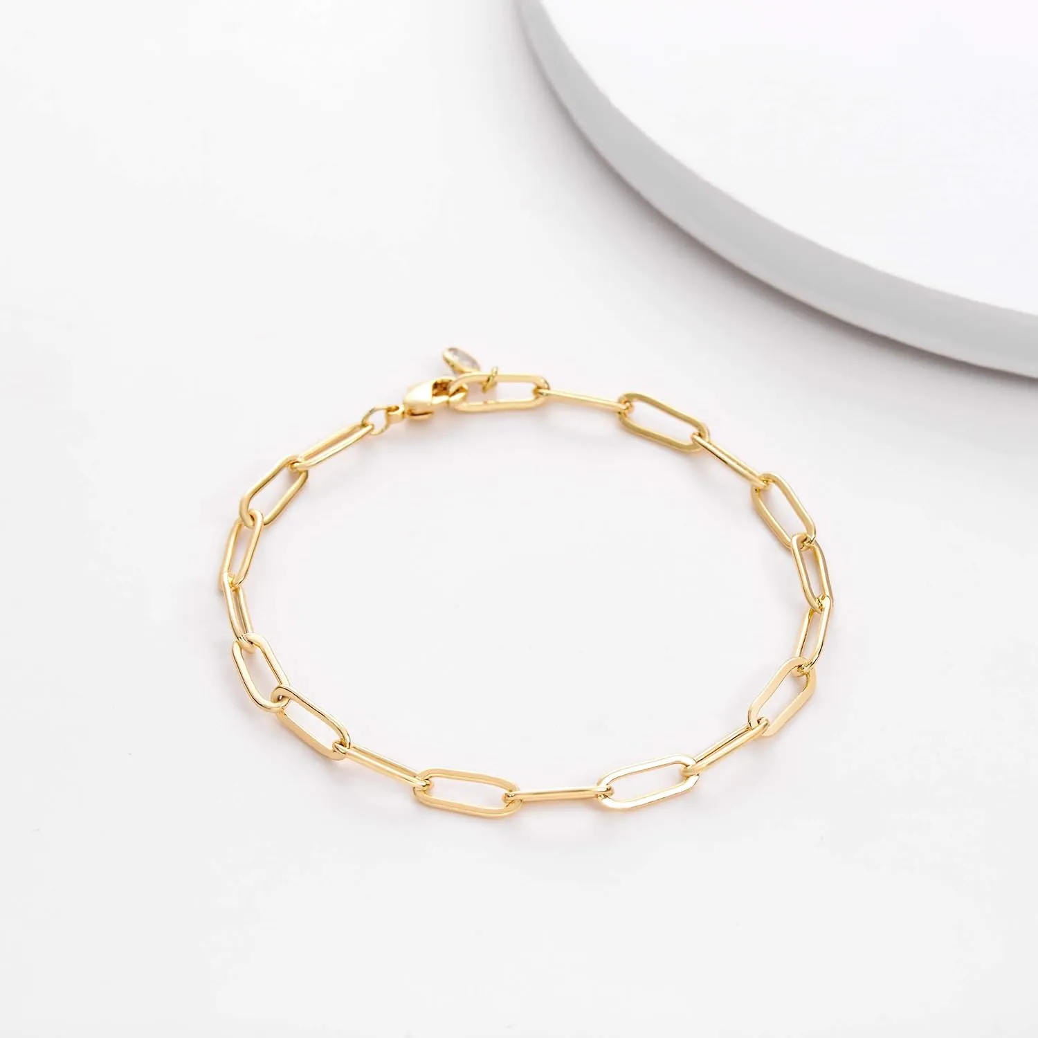 MEVECCO Bracelet for Women 14K Gold Plated Dainty Chain Simple Jewelry Cute Handmade Minimalist for Her