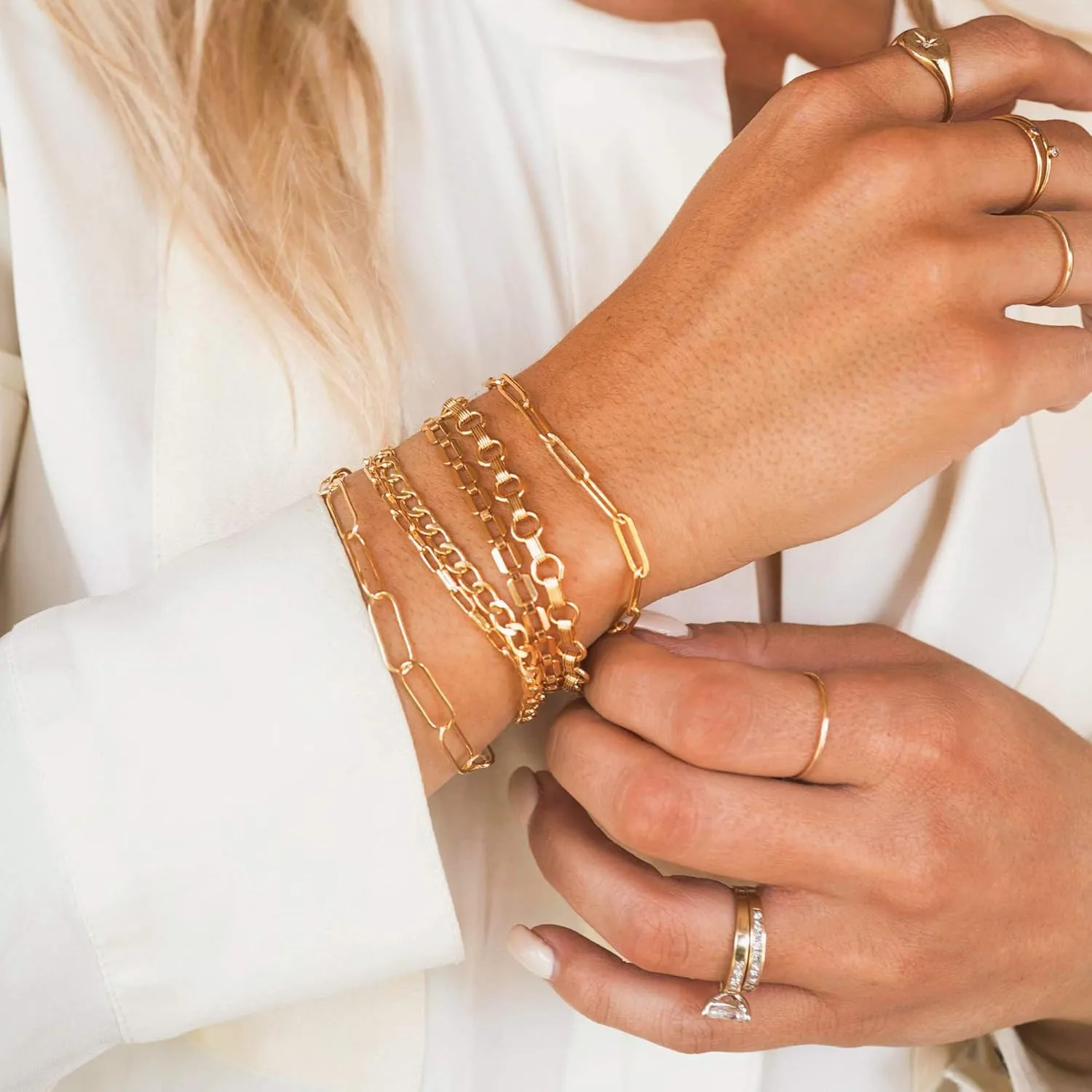 MEVECCO Bracelet for Women 14K Gold Plated Dainty Chain Simple Jewelry Cute Handmade Minimalist for Her