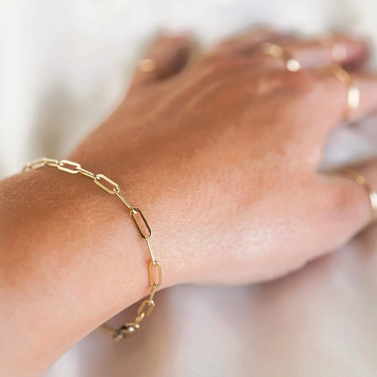 MEVECCO Bracelet for Women 14K Gold Plated Dainty Chain Simple Jewelry Cute Handmade Minimalist for Her