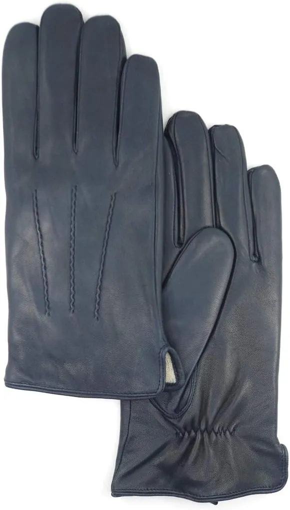 MGGMOKAY Mens Luxury Nappa Lambskin Leather Gloves Cashmere Lining