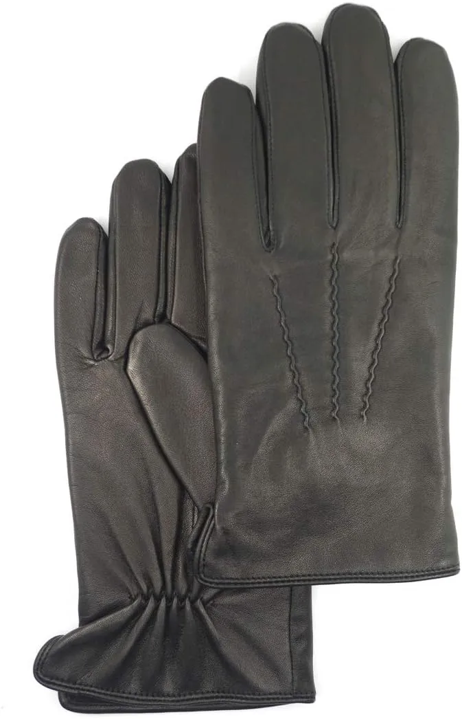 MGGMOKAY Mens Luxury Nappa Lambskin Leather Gloves Cashmere Lining