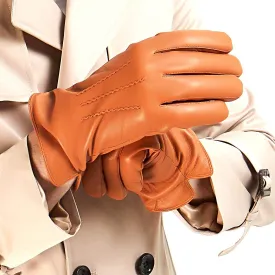 MGGMOKAY Mens Luxury Nappa Lambskin Leather Gloves Cashmere Lining