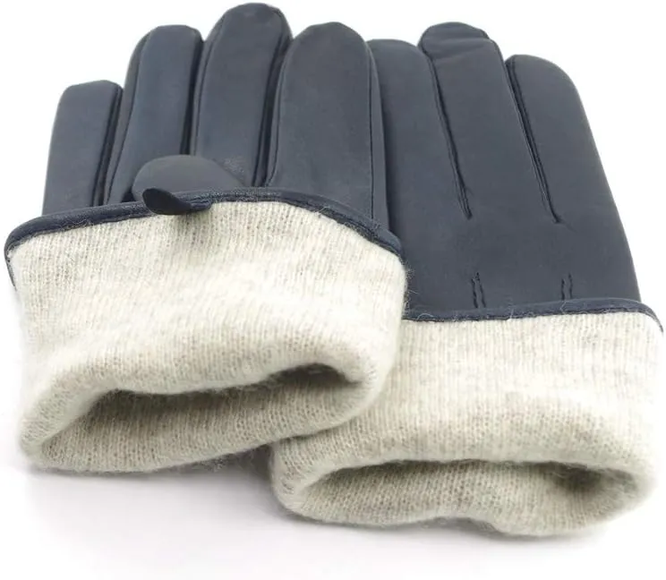 MGGMOKAY Mens Luxury Nappa Lambskin Leather Gloves Cashmere Lining