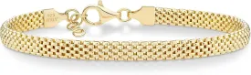 Miabella 18K Gold Over Sterling Silver Italian 5mm Mesh Link Chain Bracelet for Women, 925 Made in Italy