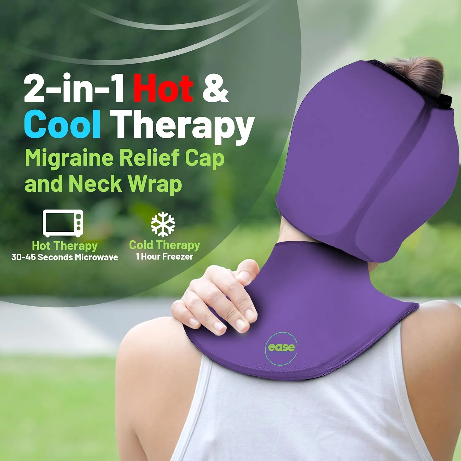 Migraine Relief Cap and Gel Ice Pack Wrap for Neck and Cervical Pain,Valentines Day Gifts for Women Men Mom Dad, Hot Cold Hangover Cap, 360 Fit, Neck, Head Wrap for Sinus, Puffy Eyes