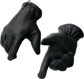 Milwaukee Leather SH866 Men's Thermal Lined USA Deerskin Leather Black Motorcycle Gloves w/Zipper Closure