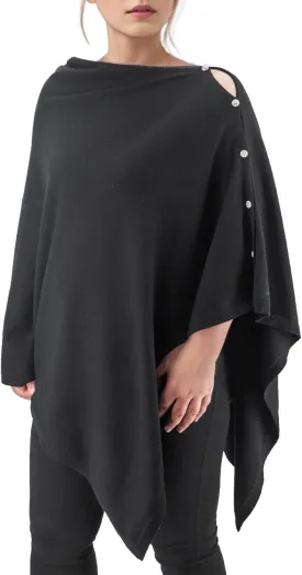 MissShorthair Women's Lightweight Knitted Scarf Poncho Sweater Cape Shawl Versatile Fall Winter Ponchos Wraps Plus black