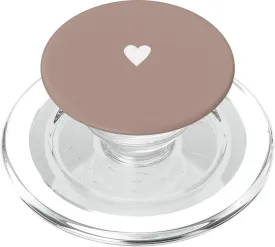 Mocha Brown Cute Heart Hand Drawn Minimalist Digital Art PopSockets PopGrip for MagSafe