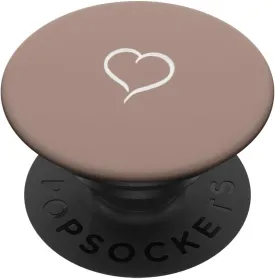 Mocha Colour Hand Drawn Heart Minimalist Love Digital Art PopSockets Adhesive PopGrip