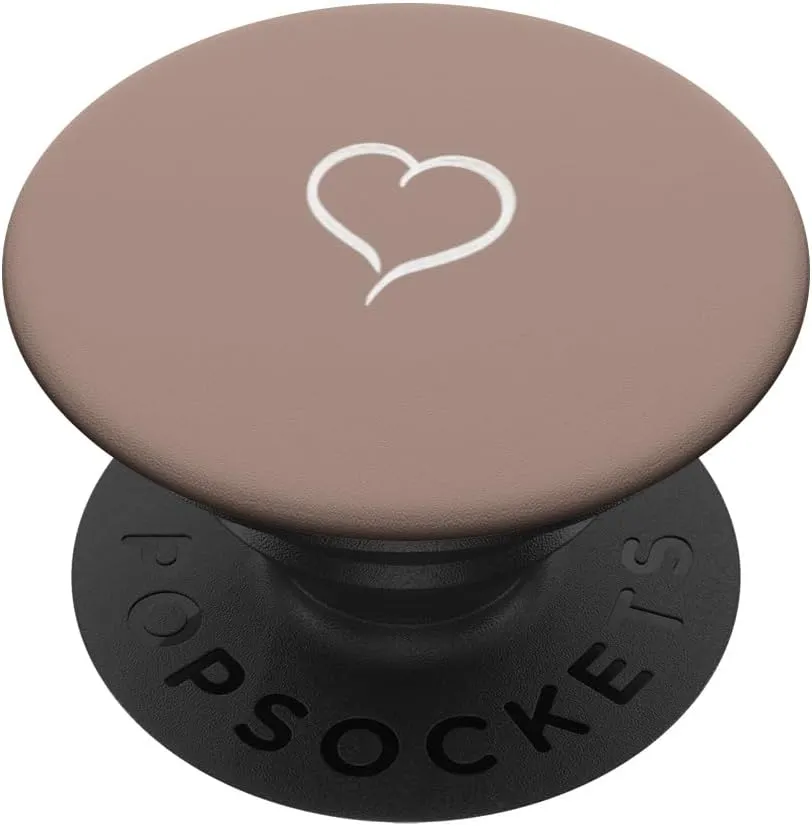 Mocha Colour Hand Drawn Heart Minimalist Love Digital Art PopSockets Adhesive PopGrip
