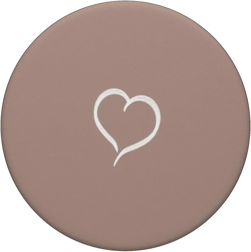 Mocha Colour Hand Drawn Heart Minimalist Love Digital Art PopSockets Adhesive PopGrip