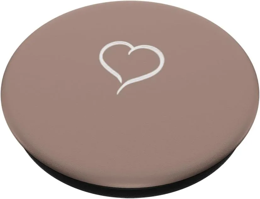 Mocha Colour Hand Drawn Heart Minimalist Love Digital Art PopSockets Adhesive PopGrip