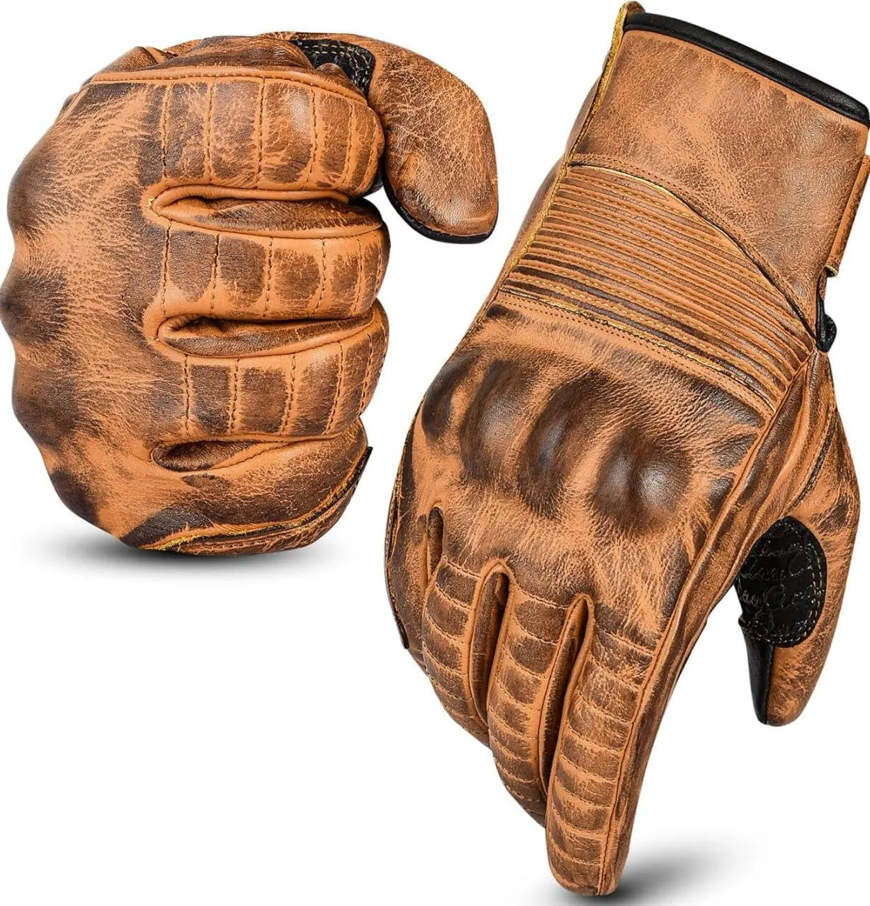 Motorcycle Gloves Men's Leather Motorbike Gloves Touchscreen Function - Protectors Men & Women for All Weather with Non-Slip Pads
