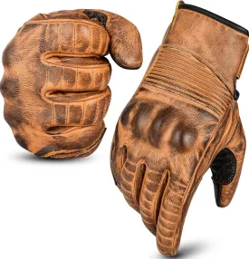Motorcycle Gloves Men's Leather Motorbike Gloves Touchscreen Function - Protectors Men & Women for All Weather with Non-Slip Pads