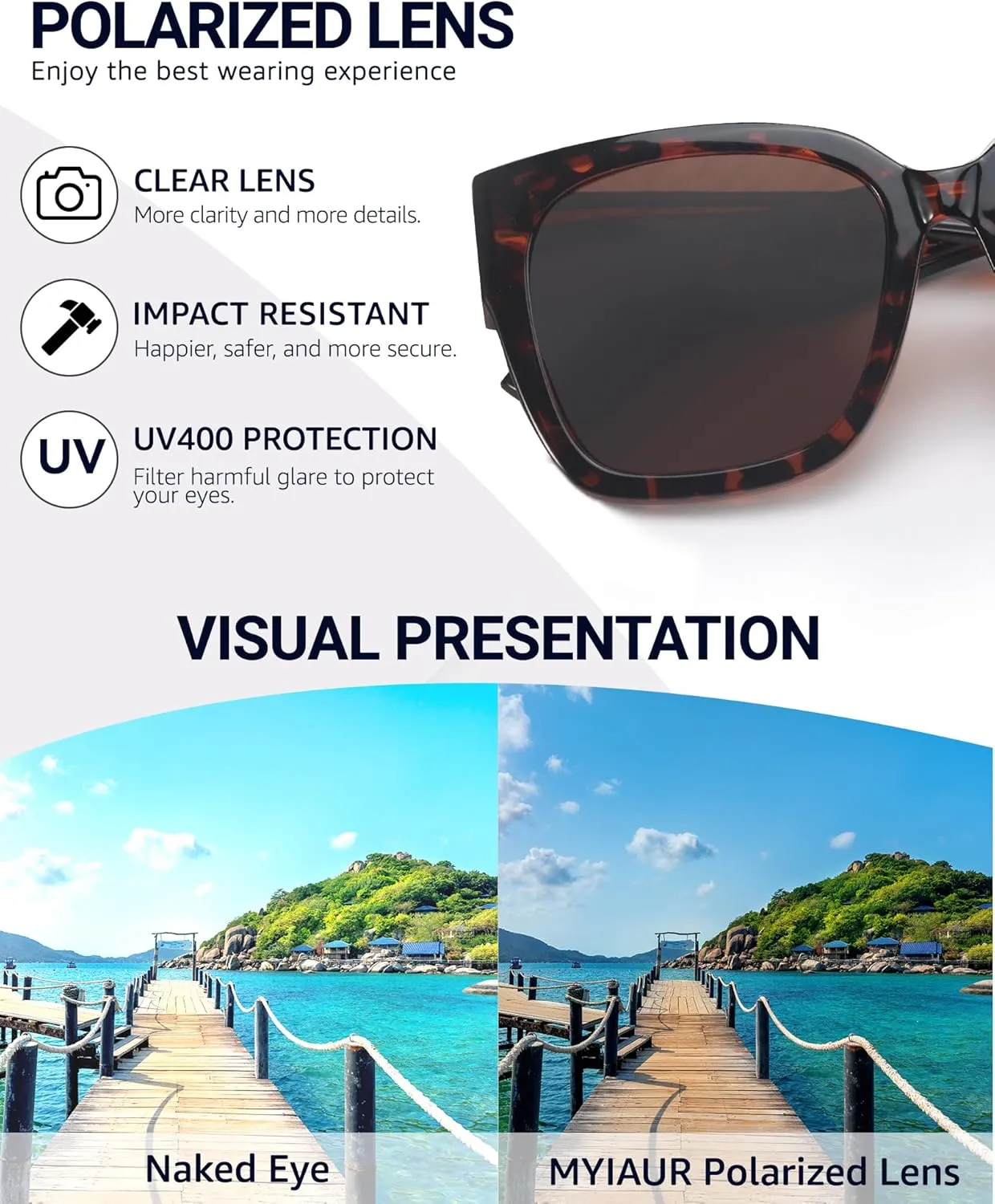 Myiaur Fit Over Sunglasses for Women, Trendy Designer Style Oversized Polarized Sunglasses for Driving with UV400 Protection