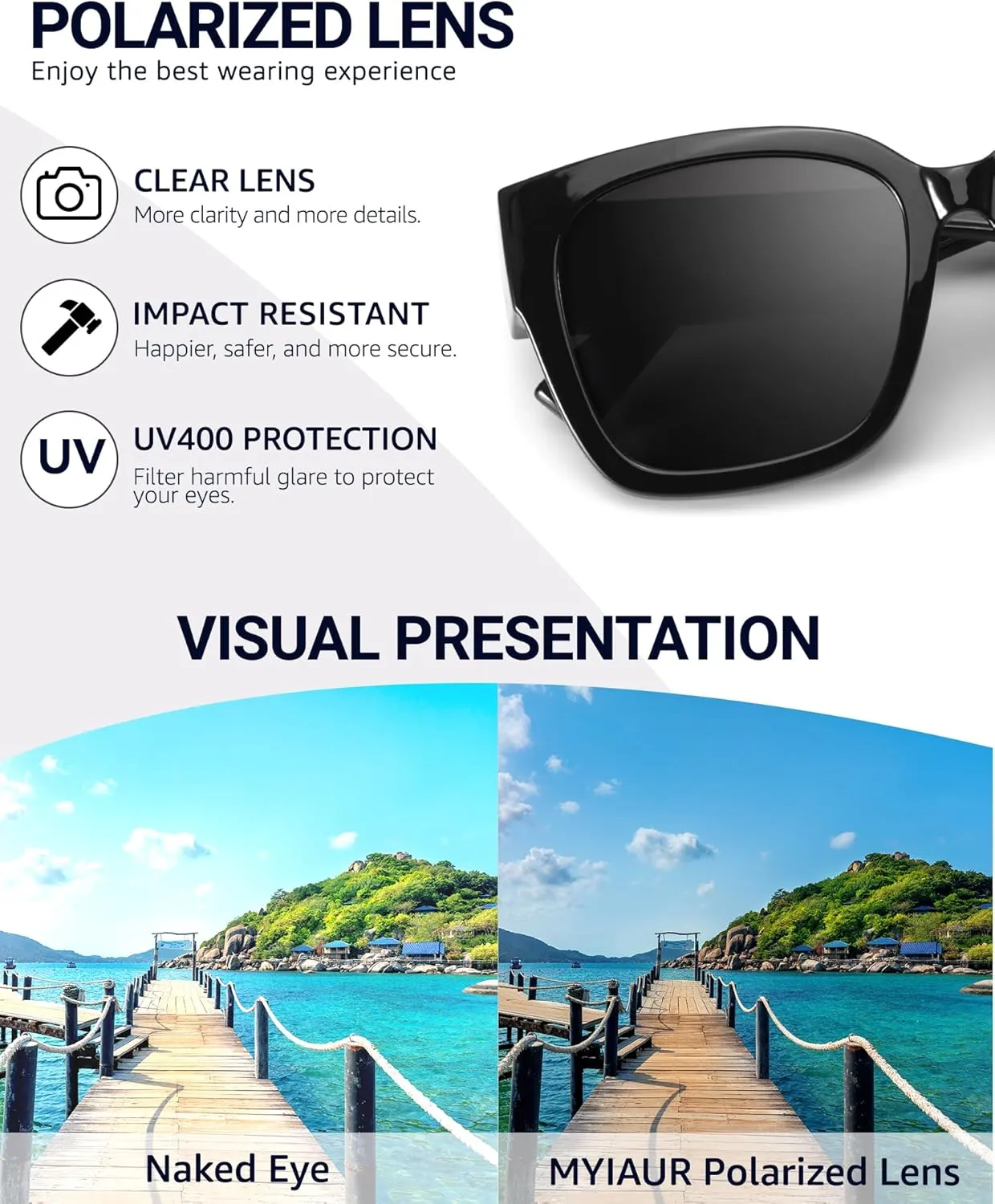 Myiaur Fit Over Sunglasses for Women, Trendy Designer Style Oversized Polarized Sunglasses for Driving with UV400 Protection