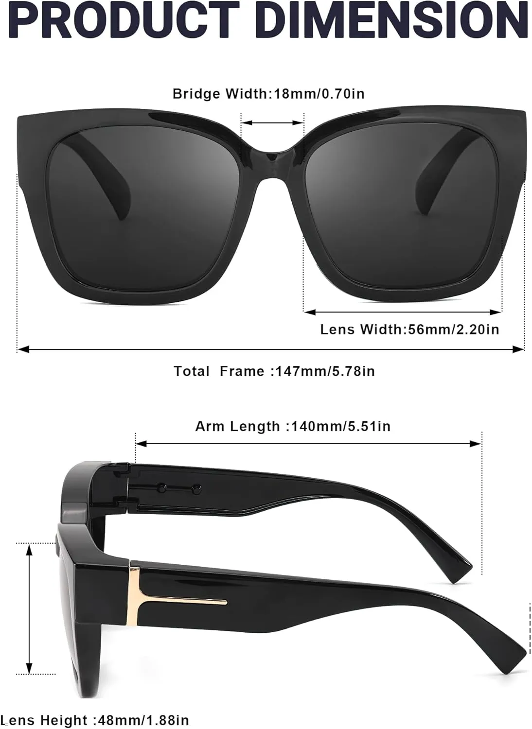 Myiaur Fit Over Sunglasses for Women, Trendy Designer Style Oversized Polarized Sunglasses for Driving with UV400 Protection