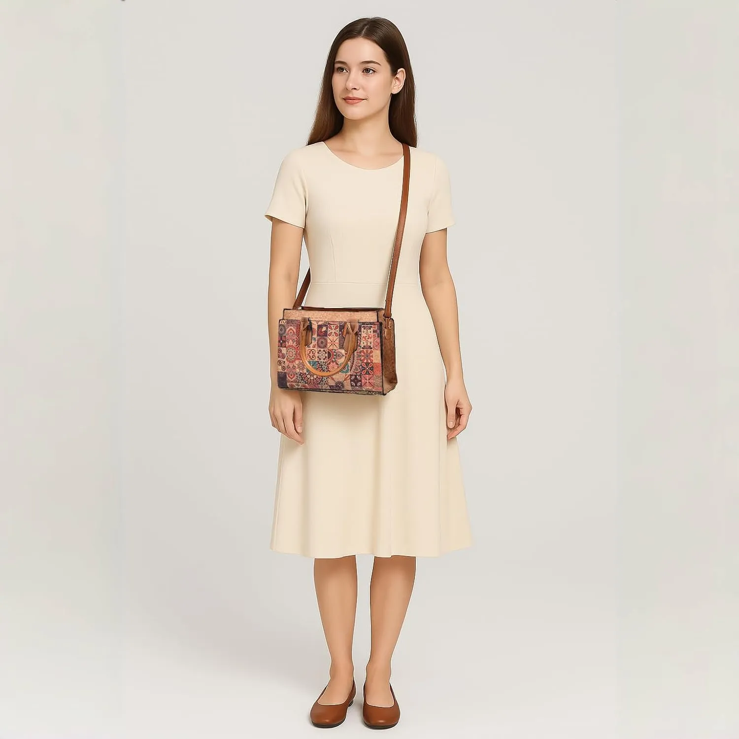 Natural cork Large capacity shoulder bag handbag crossbody