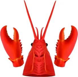 Newcotte 2 Pcs Halloween Crab Lobster Costume Set Funny Hat Latex Giant Claws Gloves for Men Women Cosplay Party