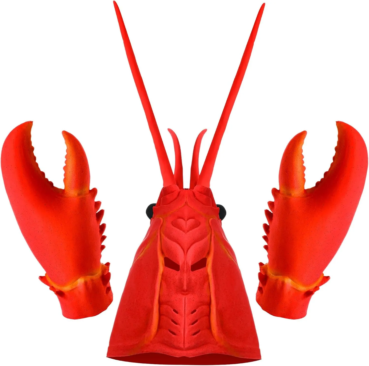Newcotte 2 Pcs Halloween Crab Lobster Costume Set Funny Hat Latex Giant Claws Gloves for Men Women Cosplay Party